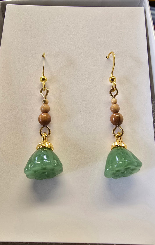 Tiny Fossil Mammoth Ivory Bead Earrings