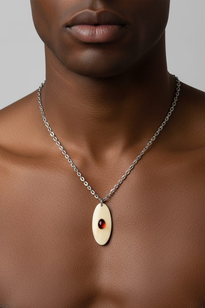 Fossil Walrus and Baltic Amber Necklace