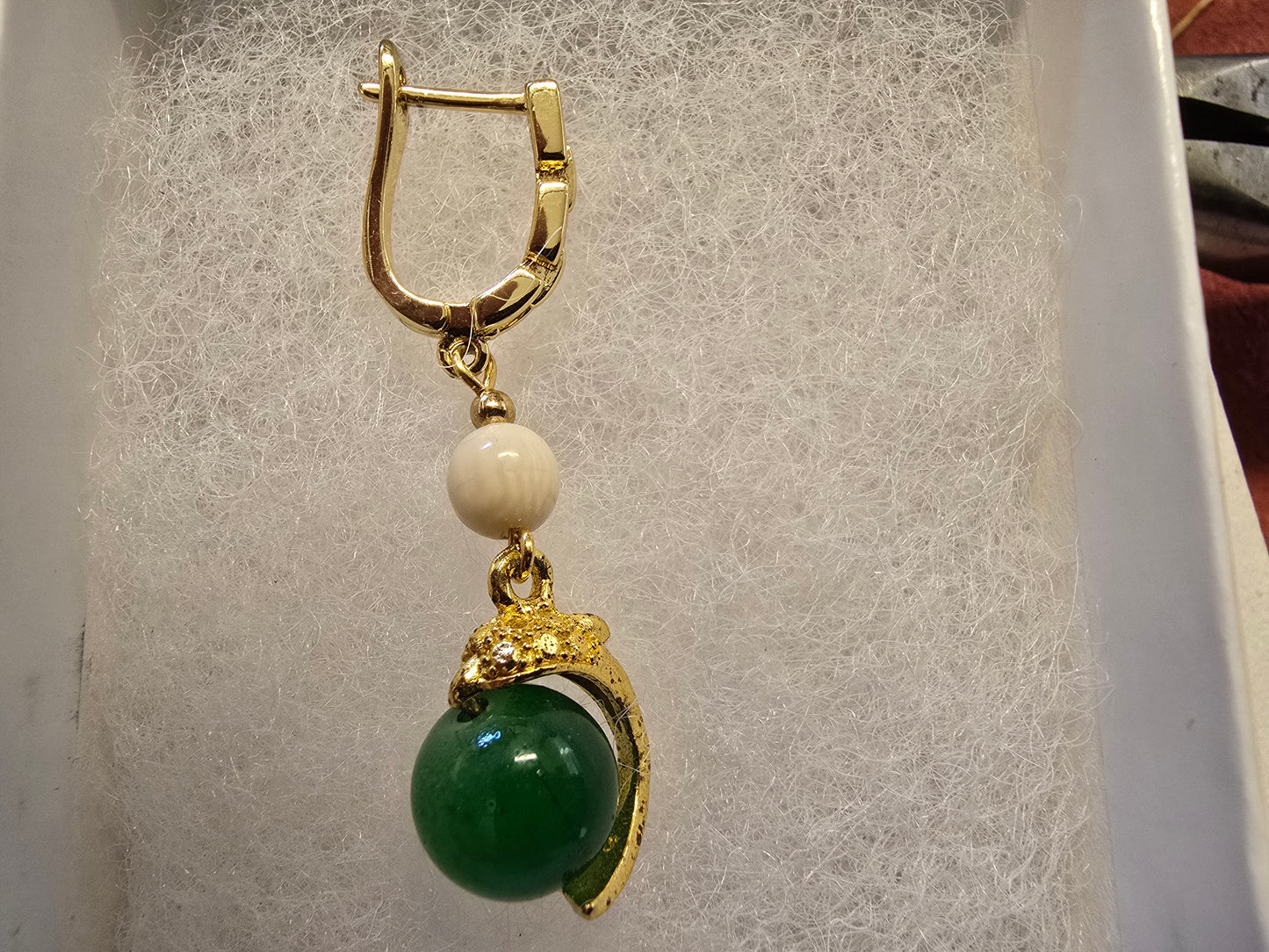 The Mammoth Ivory and Green Bead Dolphin Earrings