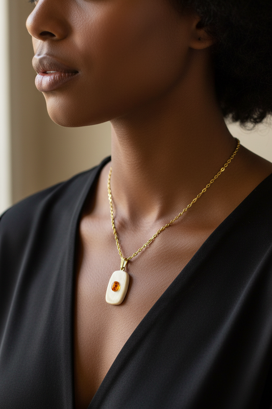 Baltic Amber and Fossil Mammoth Ivory Necklace