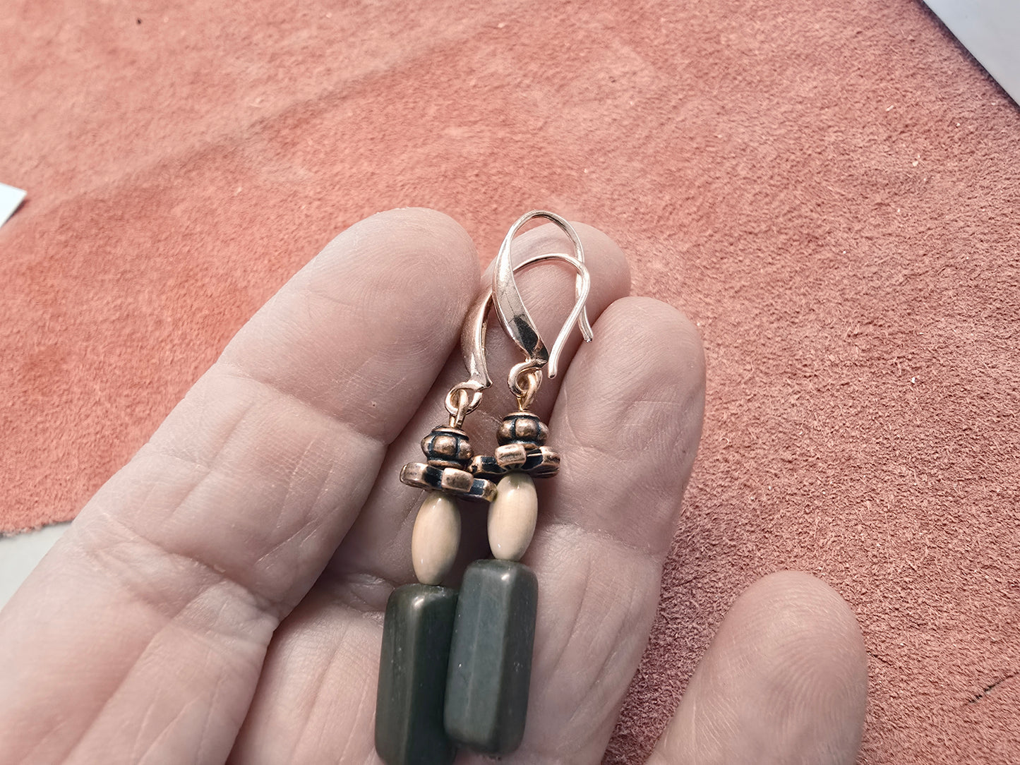 Tiny Copper Fossil Mammoth lvory Earrings
