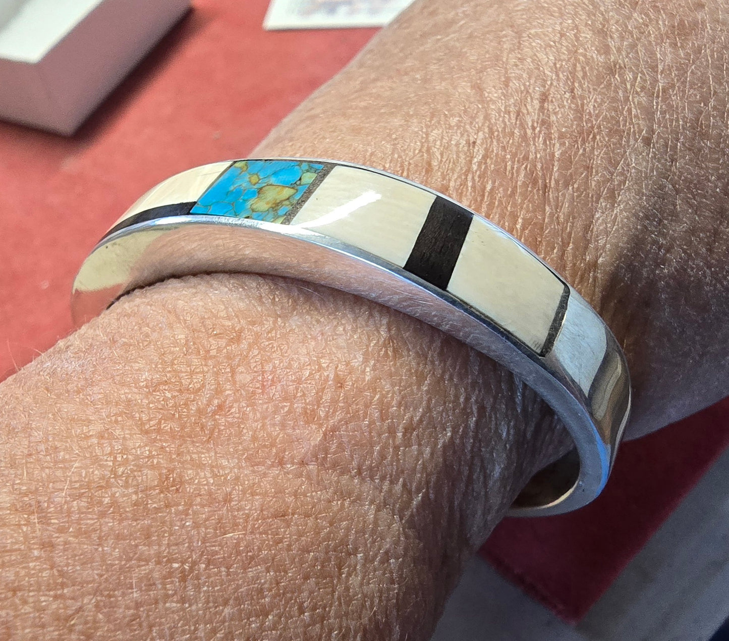 Fossil Mammoth lvory, Turquoise and Sterling Silver Bracelet