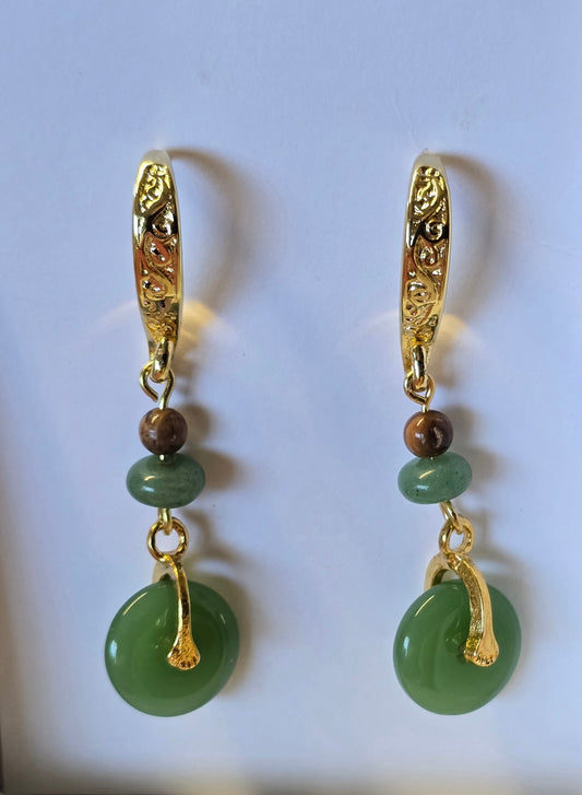 Canadian Jade and Fossil Mammoth Ivory Earrings