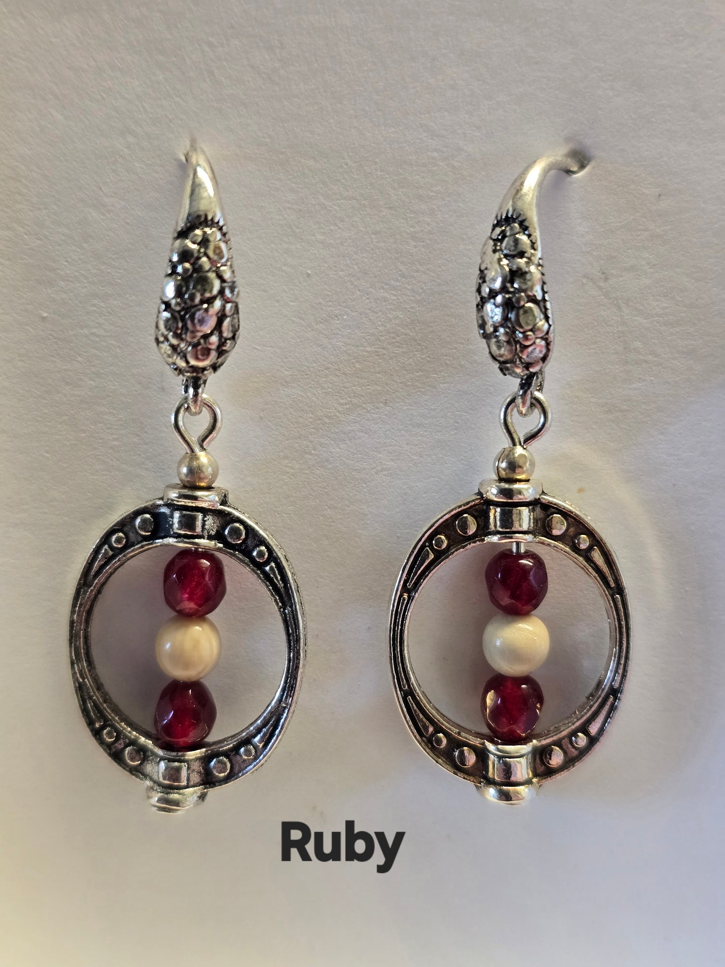 Gemstone & Fossil Ivory Earrings