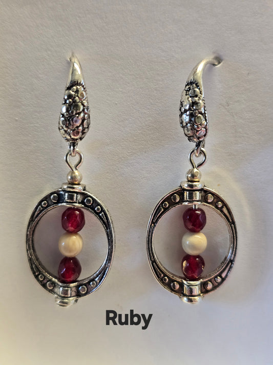 Gemstone & Fossil Ivory Earrings