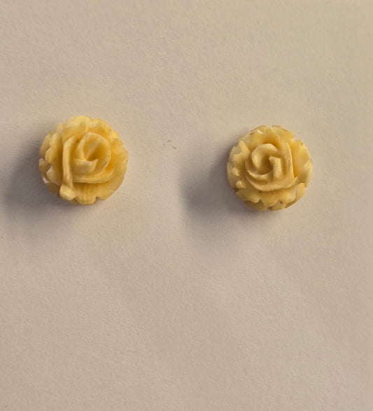 Handcarved Fossil Mammoth Ivory Post Earrings
