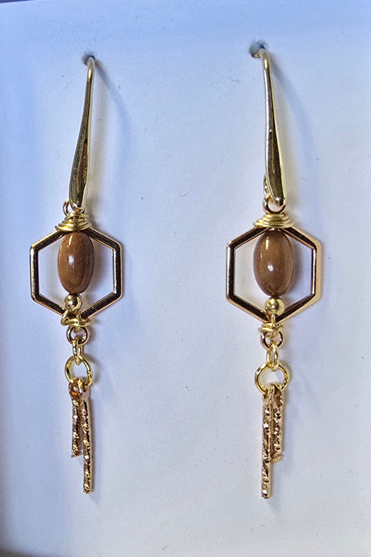 Oval Fossil Mammoth Ivory Bead Earrings