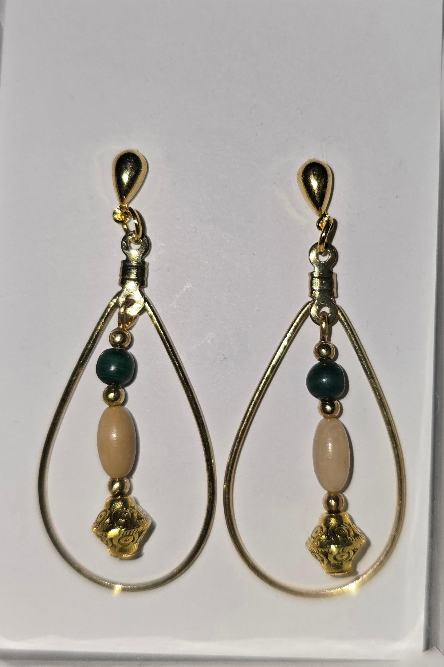 Malachite & Mammoth Ivory Bead Post Earrings