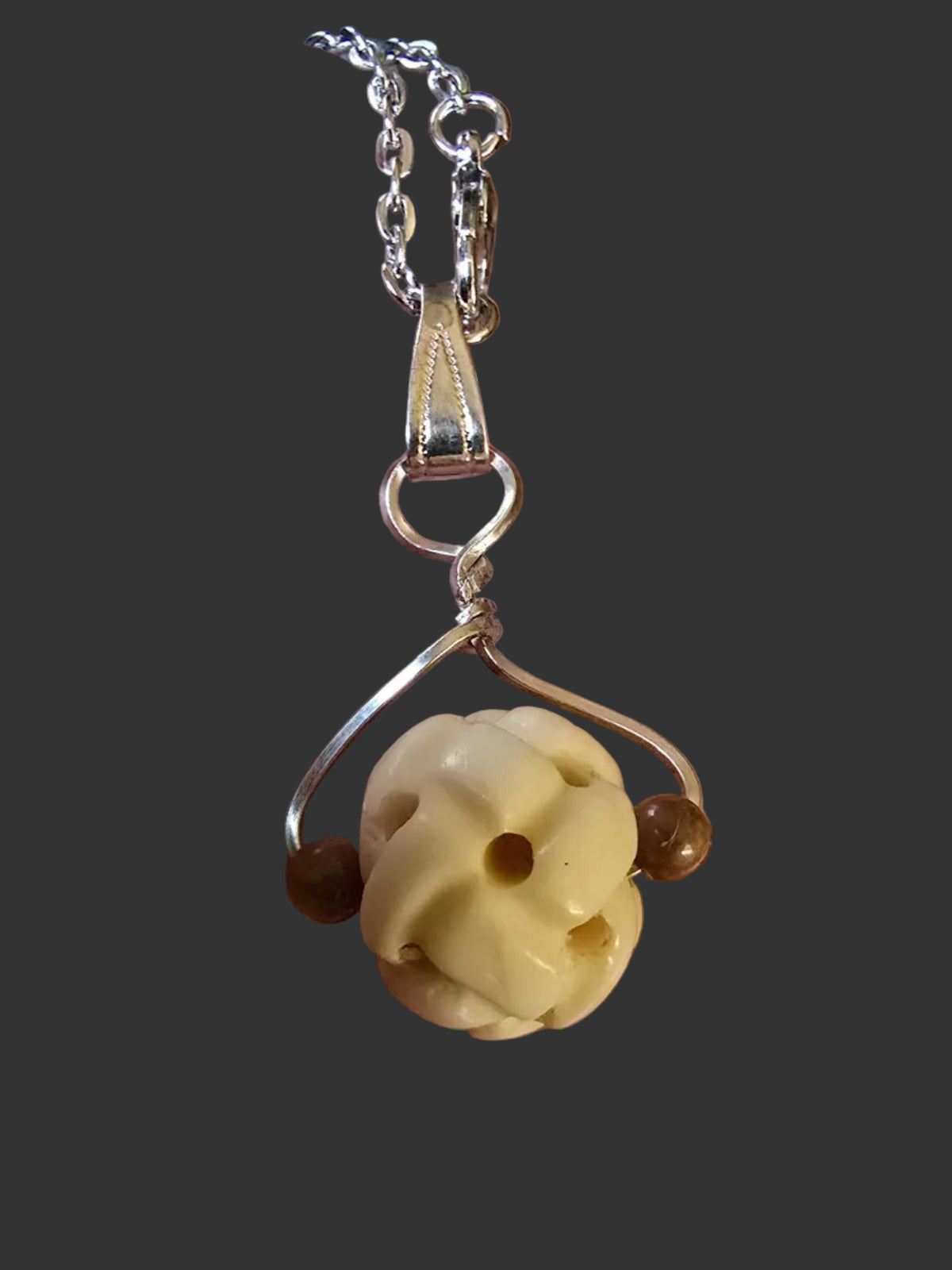 Handcarved Fossil Mammoth Ivory Bead Necklace
