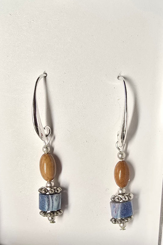 Oval Fossil Mammoth Ivory Earrings