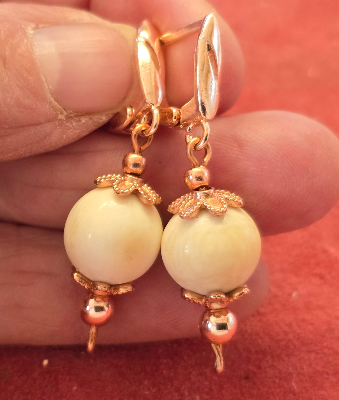 Ancient Fossil Mammoth lvory Bead Earrings
