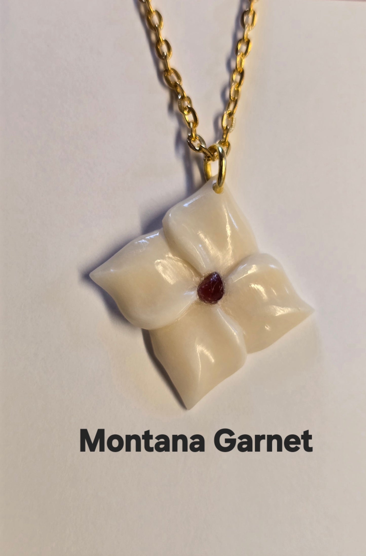 Hand Carved Bone & Montana Garnet Set