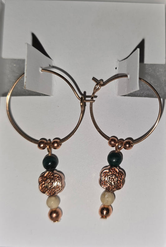 Copper Hoop Mammoth Ivory Earrings