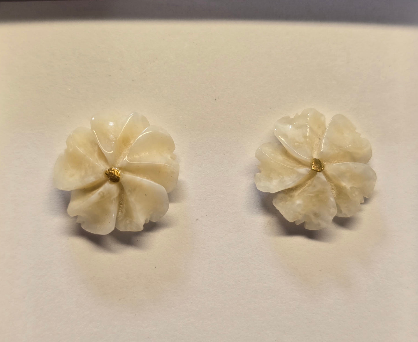 Alaskan Gold Nugget, Fossil Walrus Flower Earrings