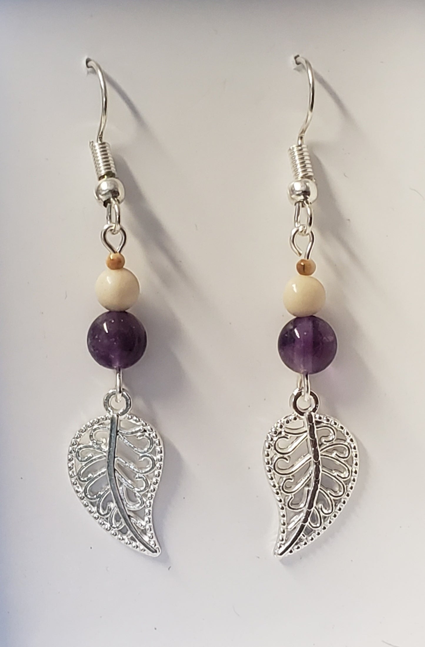 Amethyst and Fossil Mammoth Ivory Earrings