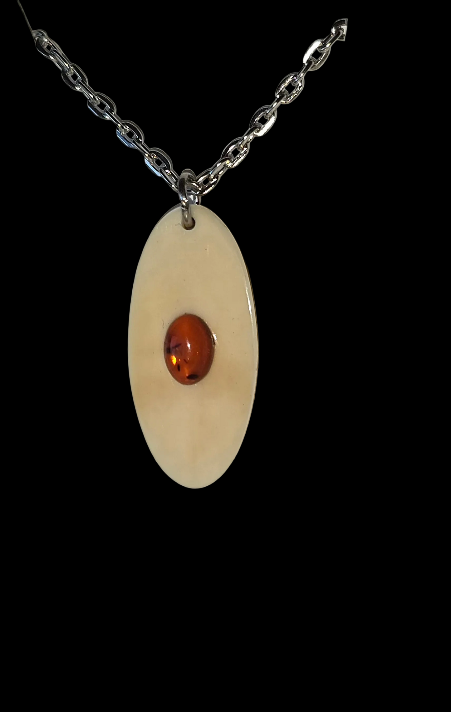 Fossil Walrus and Baltic Amber Necklace