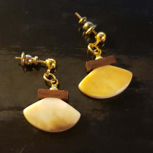Load image into Gallery viewer, Alaskan Fossil Walrus Scrimshaw Ulu Earrings
