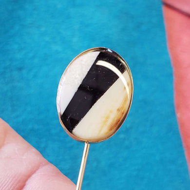 Front of Fossil Mammoth Ivory & Ebony Stick Pin