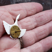 Load image into Gallery viewer, This gorgeous hand carved Tie Tack has been crafted from Fossil Walrus Ivory by an unknown Alaskan artist sometime in the 1950s or sixties. 
