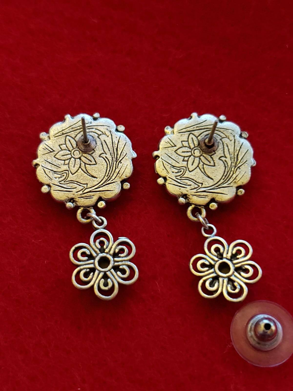 The back of Flower Earrings from Fossil Mammoth Ivory